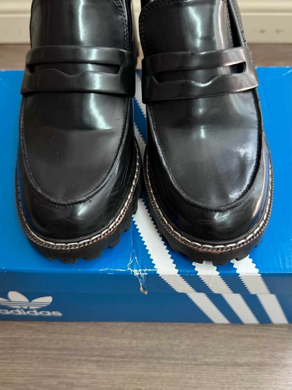 H&M Black Heeled Patent Penny Loafers with Lug Sole - Picture 4 of 6